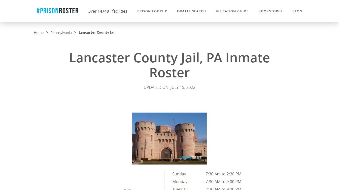 Lancaster County Jail, PA Inmate Roster - Prisonroster