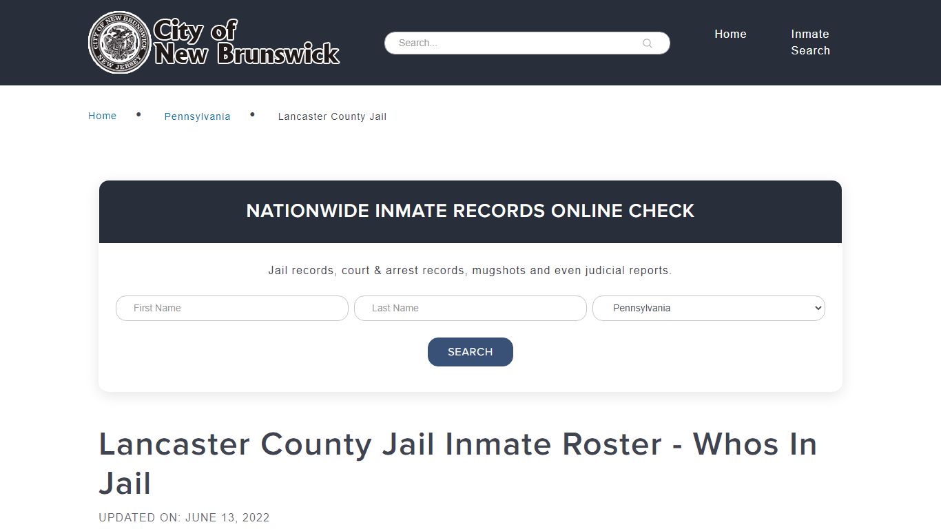 Lancaster County Jail Inmate Roster - Whos In Jail - New Brunswick