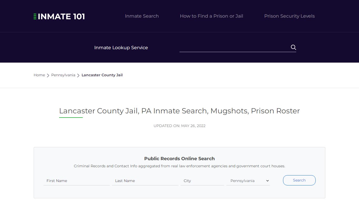 Lancaster County Jail, PA Inmate Search, Mugshots, Prison Roster